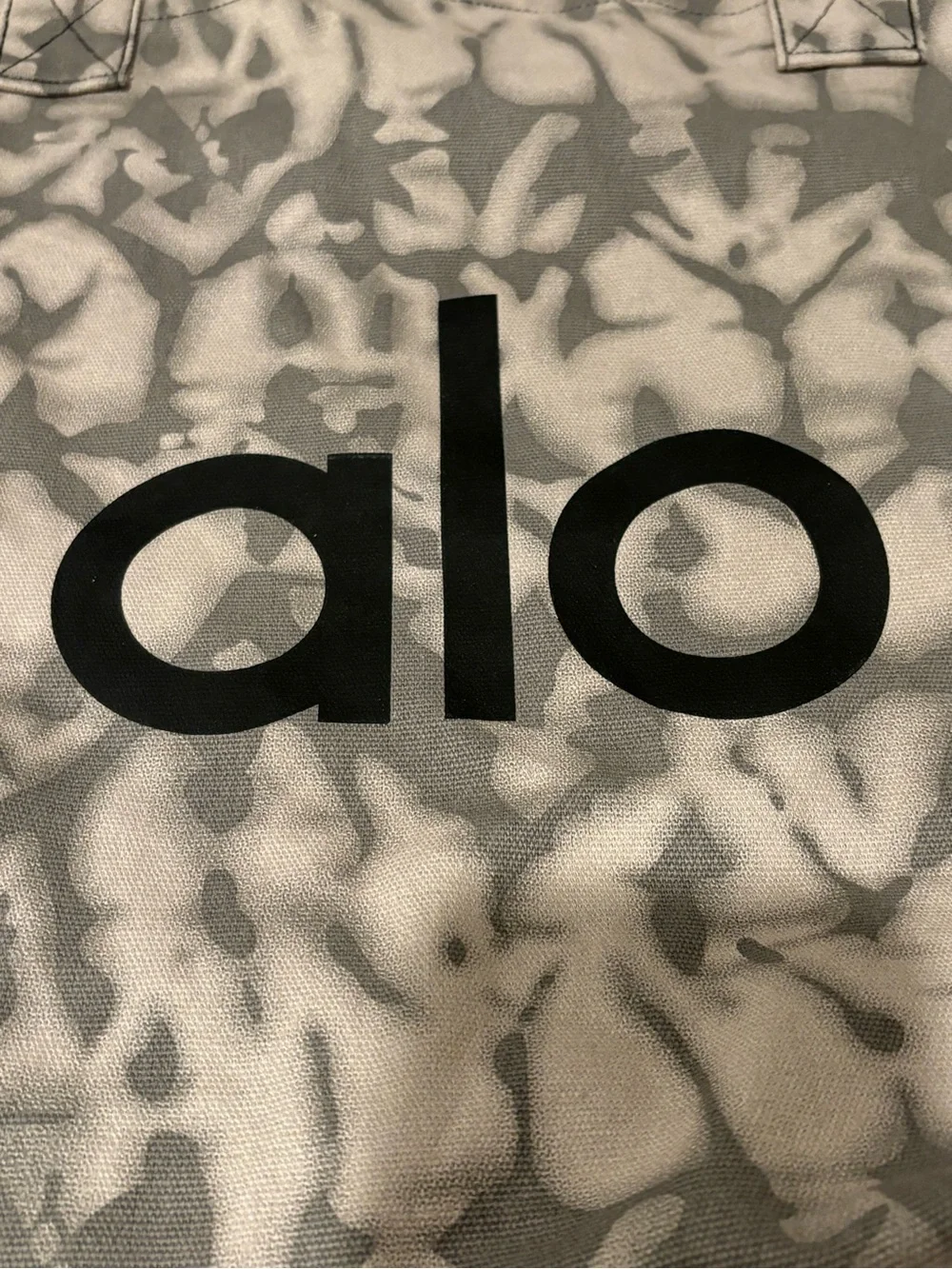 Alo Yoga Canvas Cotton Tie Dye Shopper Tote Bag Grey Double Handles Oversized